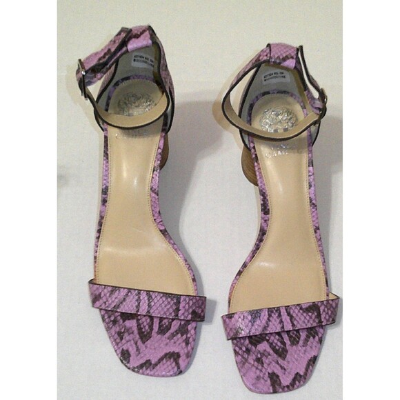 New Womens Vince Camuto Leather Snake Heeled Sandals Mejorla Lavender Purple Sho - Picture 2 of 6